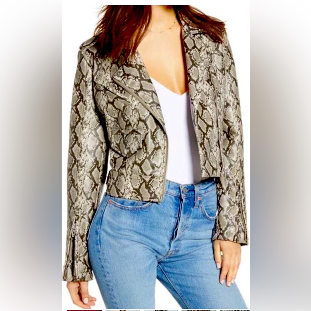 BLANKNYC Faux Snakeskin Moto Jacket